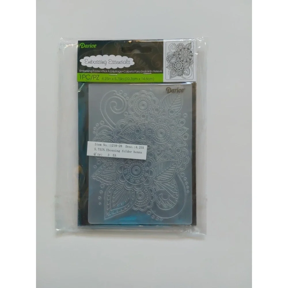 Darice Embossing Essentials Folder‎ 4.25x5.75 1218-28 Henna Picture Crafts Art